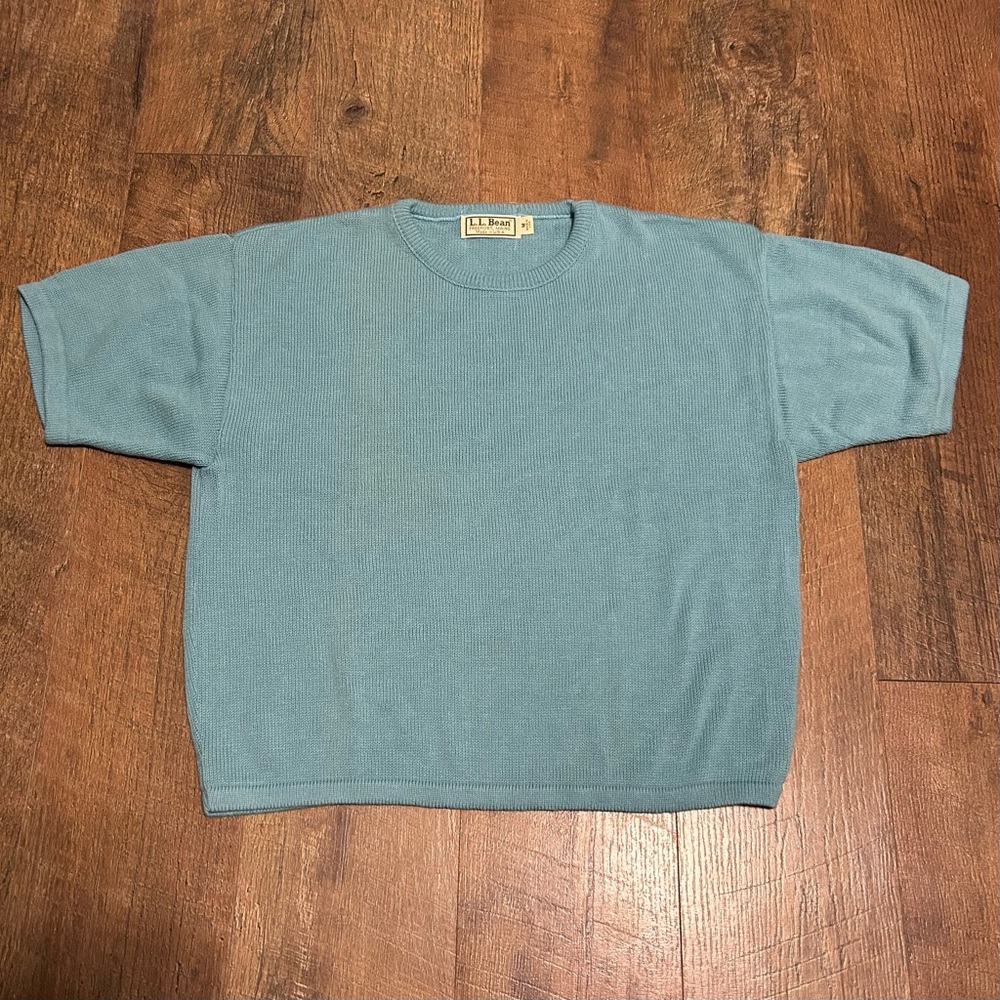 Vintage LL-Bean Knitted Cropped Sweater Women’s Medium Light Blue